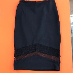 COPY - Black pencil skirt with mesh and lace deta…